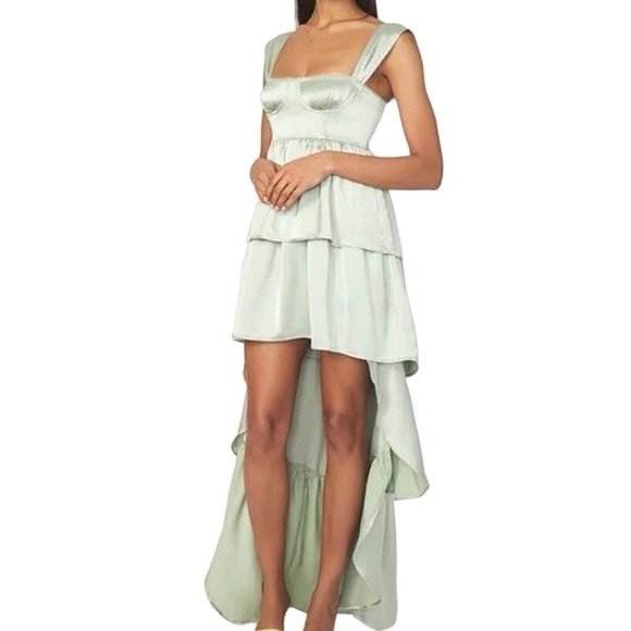 NWT WeWoreWhat REVOLVE Satin Charmeuse Corset High Low Maxi Dress - Sz 2 - Picture 2 of 4